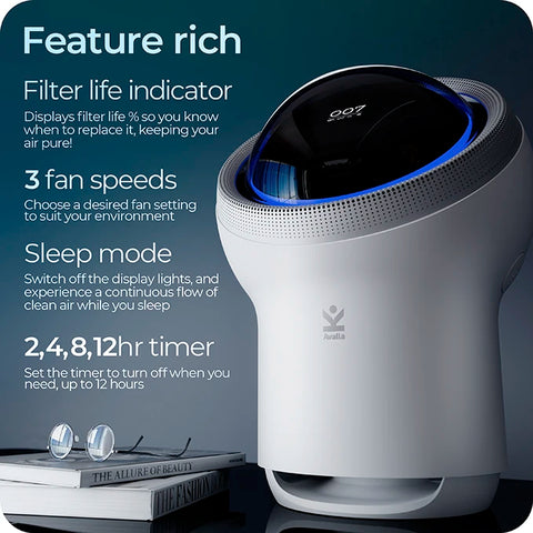 Avalla R-8000 multi room air purifier with 5-stage True HEPA filter & ioniser