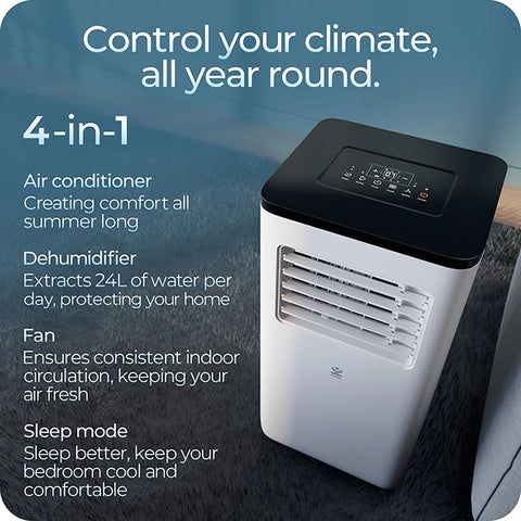 Avalla S-220 4-in-1 portable 24L dehumidifier, air conditioner & fan - for multi-rooms