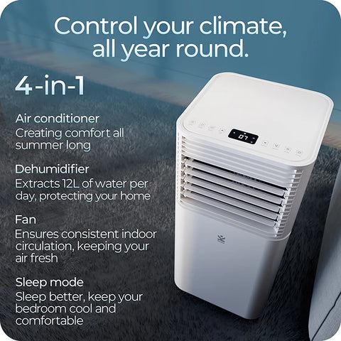 Avalla S-80 4-in-1 portable 12l dehumidifier & air conditioner combo - for large rooms