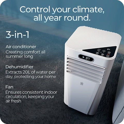 Avalla S-95 - 3-in-1 portable air conditioner & dehumidifier for large rooms 7000BTU